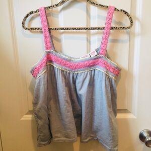Funky People | Tank Crop Top Blue Pink Boho M